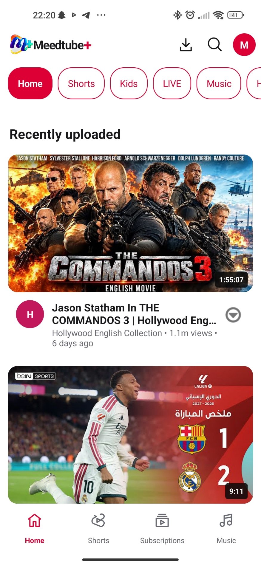 Meedtube+ Mobile home feed